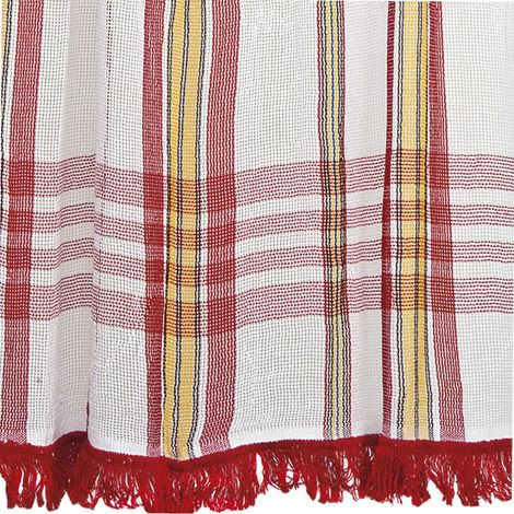 Rideau marseillais tissé rouge 140 x 225 cm – 65% coton – Maillage extra fin pour lumière – Fabrication française – Poyet Motte