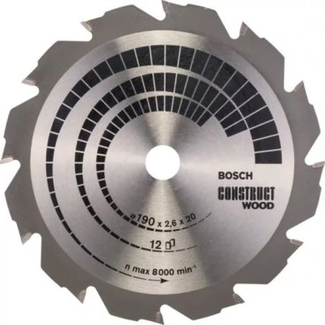 Bosch Standard for Construct Wood Lama per sega circolare 190x20 mm per legno chiodato