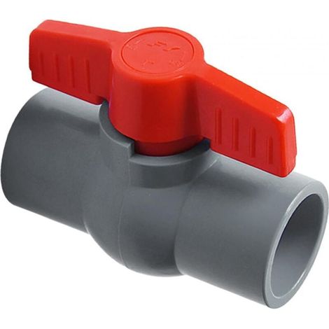 Vanne à bille en PVC, raccord de tuyauterie, type compact, vanne d'arrêt pour conduite d'eau froide (Gris 63mm) (1/4)