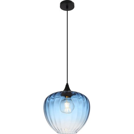 Globo - lampada a sospensione - SANDER - blu - vetro - Ø 29cm -