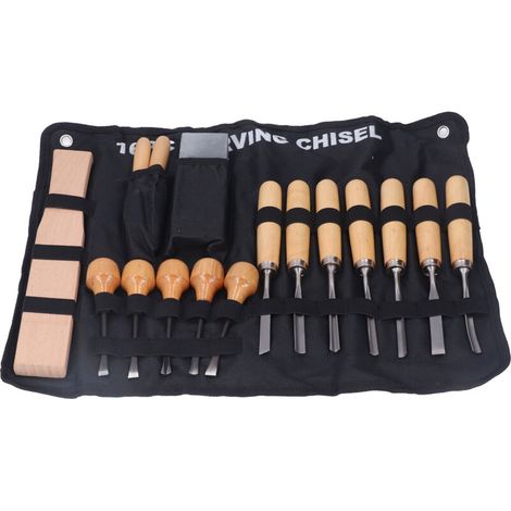 Holzschnitzwerkzeug-Set, 16-teiliges Set aus Stahlmeißeln und Handmesser (1/5)