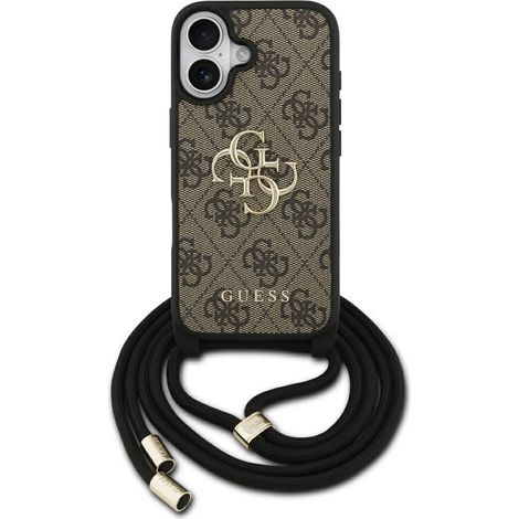 Funda Guess 4G con logotipo grande y correa para cordón, tipo bandolera, para iPhone 17, color marrón. (1/5)