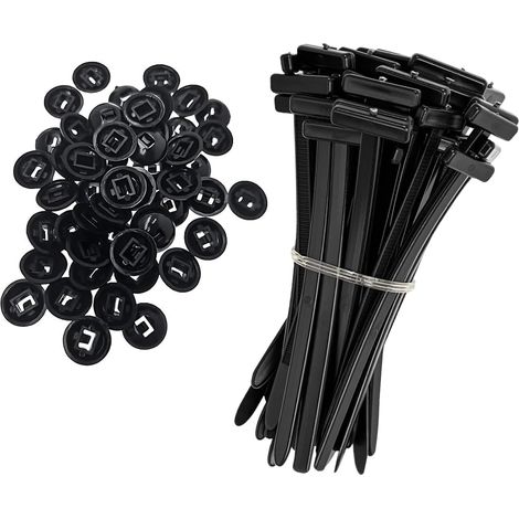 50 bridas de nailon universales, resistentes, autoblocantes, resistentes a los rayos UV, para reparación de automóviles, fijación rápida y agujeros (1/4)