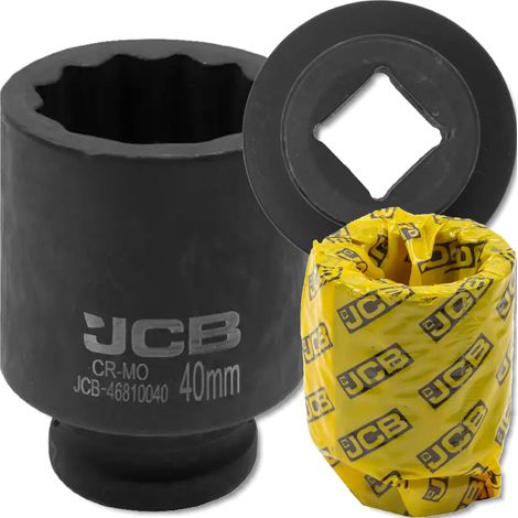 Chiave a bussola a impatto profonda JCB da 3/4" in acciaio Cr-Mo a 12 punte da 40 mm