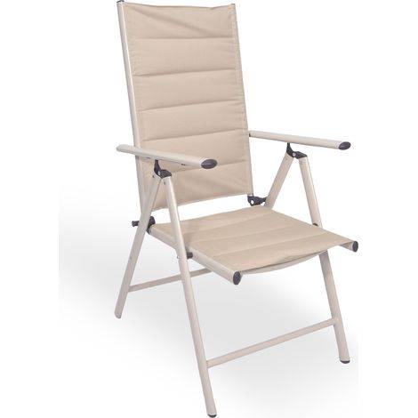 Sedia sdraio Erica in alluminio reclinabile in 6 posizioni in textilene beige
