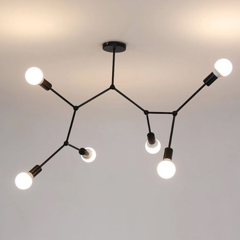 Lustre moderne 6 lampes E27 - Plafonnier design pour salon et chambre - Suspension sans ampoules - Décoration élégante-1 pièce (1/5)