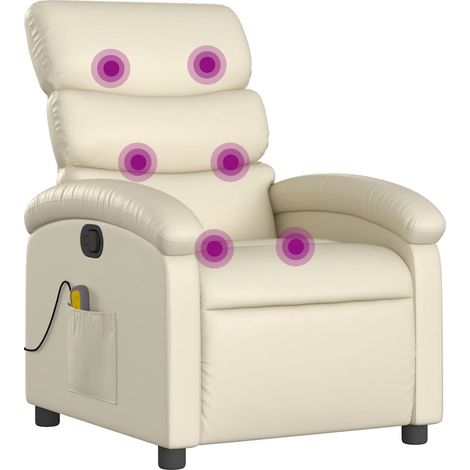 vidaXL Massage-Schaukelstuhl Creme Kunstleder