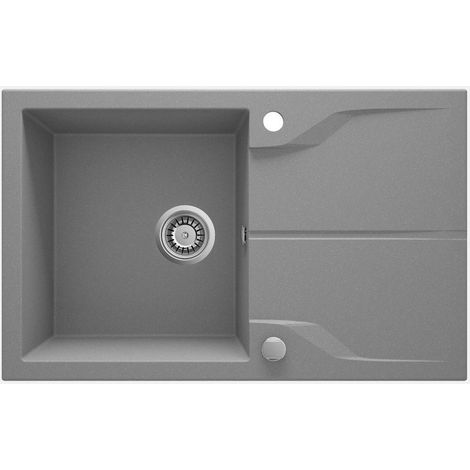 Lavello cucina in granito ad incasso con 1 vasca e gocciolatoio 78x49 cm grigio metallizzato - Nexyo Flush (1/5)