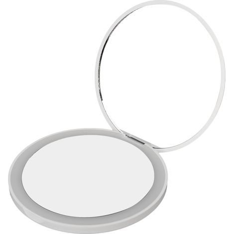 Miroir de poche grossissant 2x rechargeable, double face avec LED, miroir portable lumineux pour maquillage et voyage (1/5)