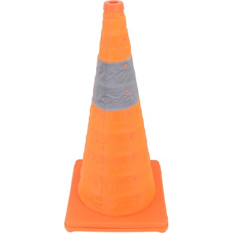 Cône de signalisation pliable avec collerette réfléchissante, multifonctionnel, pour la pratique de la conduite automobile et le stationnement sur route. (1/5)