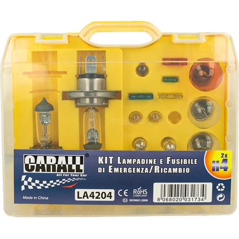 Kit lampade emergenza auto alogene H4 12V con fusibili, set ricambio 17 pezzi (1/3)