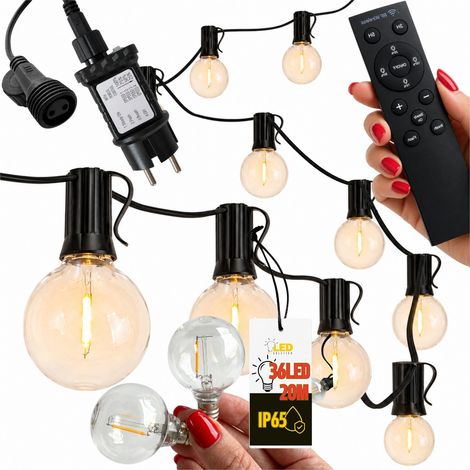 Solution LED - Guirlande de jardin télécommandée - 20 m, 36 LED (1/5)