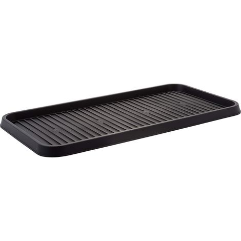 Égouttoir, Plateau, Bac à Chaussures plastique, Lot de 2, SHT-L, Noir, Clips de fermeture - L38 x P30.5 x H2.5 cm (1/5)