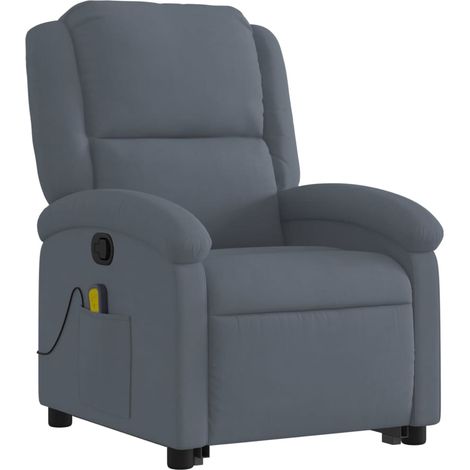 Poltrona relax TV funzione massaggio reclinabile sollevamento elettrico in velluto grigio scuro DEC026968