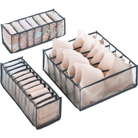 Organisateur Tiroir 3 Pièces BoîTe De Rangement Pliable De Sous-VêTements Organisateur pour sous-Vêtements, Soutien Gorge, Culottes, Chaussettes (1/5)