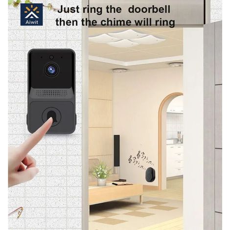 Videocitofono, videocitofono, videocitofono in tempo reale, campanello VGA, visione notturna, telecamera IP Wi-Fi, allarme intelligente, campanello per la sicurezza domestica, app Aiwit (1/5)