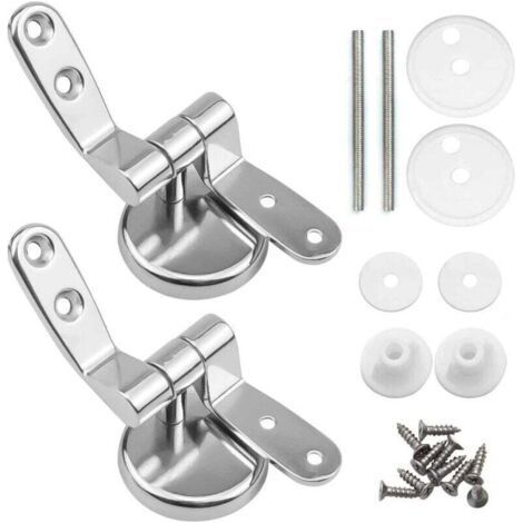 FENOPLASTICAAttaches Charnière Abattant WC, Lot de 2 Charnières de Rechange pour Lunette de Toilette avec Fixations en Alliage de Zinc (1/5)