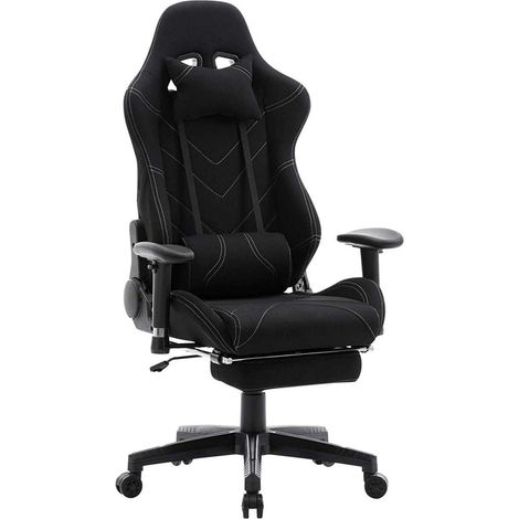 Silla de oficina deportiva silla gaming oficina funda de tela negra 190000371
