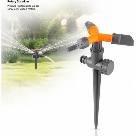 Irrigatore rotante Toivize EG-6105 - 3 bracci regolabili - Plastica resistente - Getto da 8 m - Irrigazione automatica per prato e giardino (1/4)