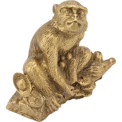 Figurine de singe en laiton, figurine de singe du zodiaque en cuivre pur, objet décoratif de collection fait main, petite statue, objet porte-bonheur pour le salon (1/5)