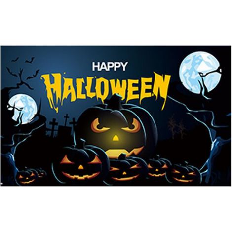 1 Toile de fond Halloween, bannière murale, rideau de porte, décoration suspendue, intérieur extérieur (1/5)