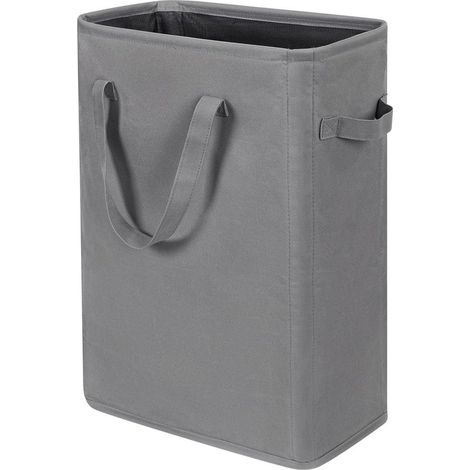 Cesto portabiancheria pieghevole con coperchio, 45 litri, sottile e stretto, salvaspazio, per bagni e camere da letto, colore grigio. (1/5)