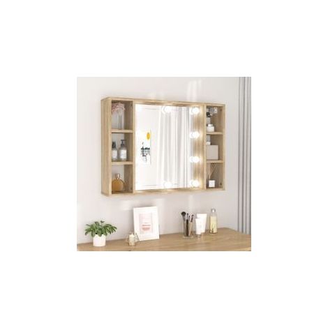 Armoire de miroir avec LED Chêne sonoma 76x15x55 (1/5)