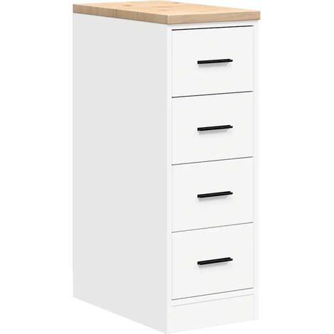 Armoire de rangement de garage pratique 30 x 51 x 85 cm avec surface de travail en bois épuré blanc (1/5)