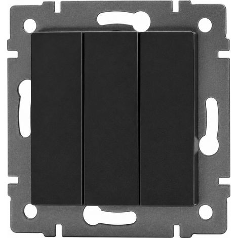 Interrupteur mural Série G 3 gang 1 way (3 touches 1 direction) 13 × 9 × 10 cm Noir PC – Livraison gratuite