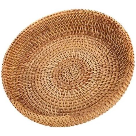 Ensoleille Corbeille de fruits ronde en rotin tissé Panier à pain en osier naturel Diamètre 23 cm Décoration cuisine chaleureuse (1/3)