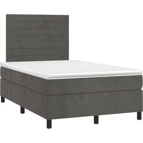 Struttura letto LED con coprimaterasso testiera boxspring 120x200 cm tessuto velluto grigio scuro TDL0207732