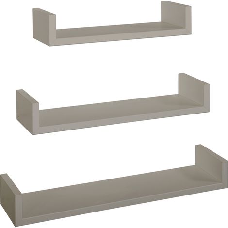 Set 3 Mensole da Parete 60-50-40x15,5x8 cm in Fibra di Legno Calamita Marrone Talpa (1/5)