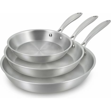 Set de 3 poêles en acier inoxydable, TRIPLY