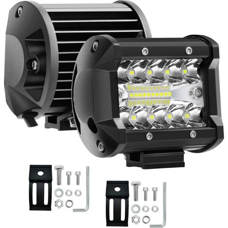 2 pièces 10.8cm 60W Triple rangée Barre LED Barre lumineuse Rampe LED de Travail Spot Inondation Combo Faisceau CC 12V-24V 6000K pour Offroad Véhicules 4x4 ATV Utvs (3 lignes 4 pouces 60w) (1/5)