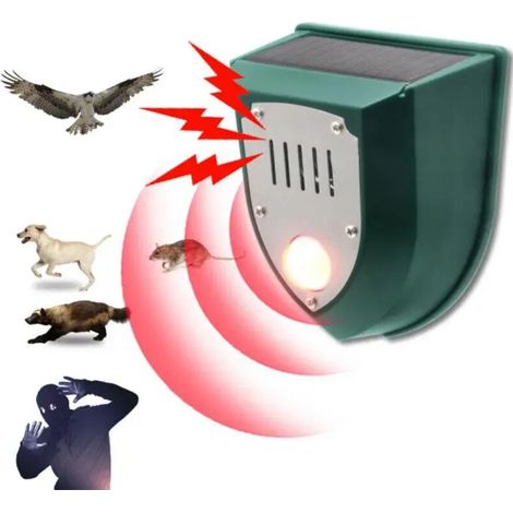Dispositivo repelente de animales ultrasónico con energía solar Crezuo-Crezuo