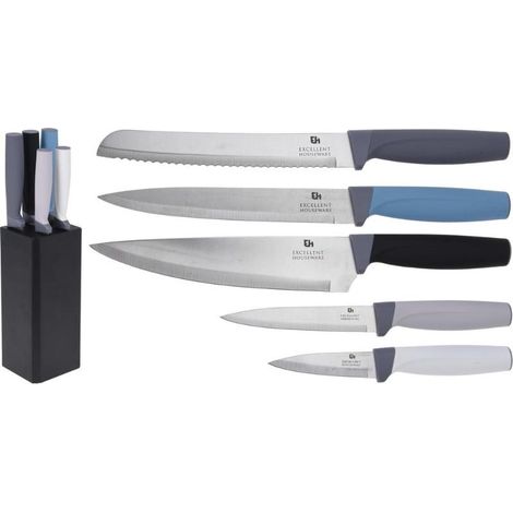 EXCELLENT taco universal + 6 cuchillos , Taco universal + 6 cuchillos de cocina, un completo set diseñado para tener siempre a mano las herramientas esenciales de corte, combinando (1/3)