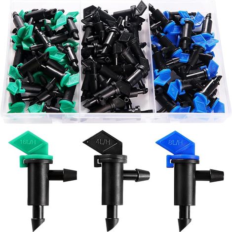 60 Pièces 1 GPH 2 GPH 4 GPH Émetteurs Goutte à Goutte pour Drapeau, Émetteur de Goutte à Goutte pour Gazon d'arrosage de Jardin, Émetteurs d'irrigation Goutte à Goutte