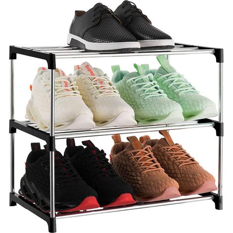Étagère chaussures 3 niveaux empilable légère pour entrée couloir placard (1/5)