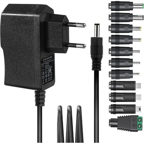 Adaptateur CA 5 V 1 A, câble d'alimentation DC5 V avec 11 embouts, bloc d'alimentation AC/DC 5 V 1 A, 500 mA, 400 mA, 200 mA, 100 mA pour babyphone, bascule, appareil photo, Raspberry PiUSB (1/5)