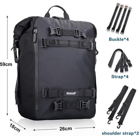 Multifonctionnel sac de moto moto bagages 20L moto sacoches de selle sacs porte-bagages sac arrière Noir-Fei Yu (1/5)