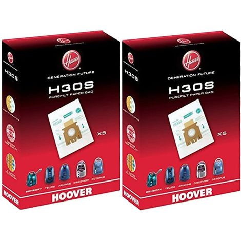 Lot de 10 sacs H30S pour aspirateur – Accessoire compatible Hoover – Largeur 30cm – Pour modèles T5710011, 39000210, 37654282