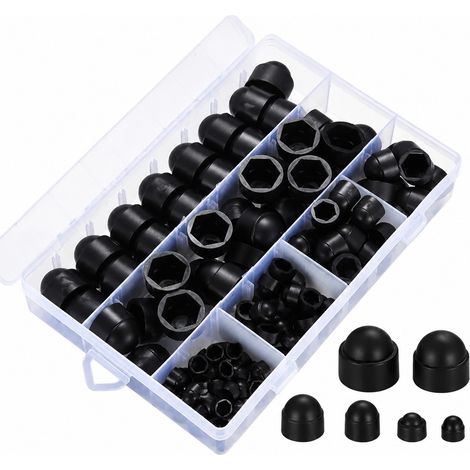 145 pièces de cache-boulons noirs, capuchons de vis, écrous bombés en plastique, protecteurs d'écrous hexagonaux (1/5)