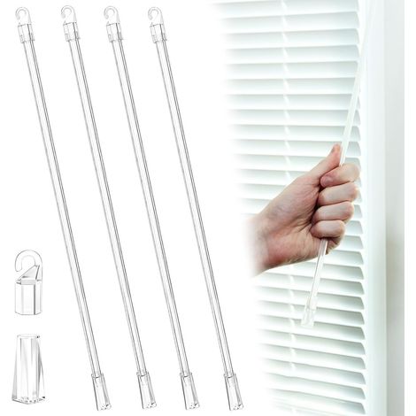 Barre de rechange de 43 cm (17 pouces) pour store vénitien en PVC, avec crochets et poignées, ensemble de 4 pièces (1/5)