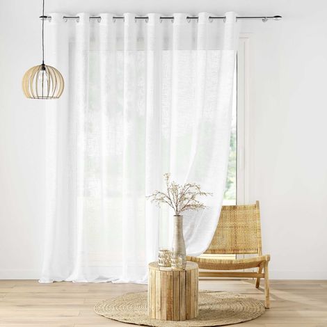 Voilage grande largeur 300 x 240 cm effet lin tisse haltona Blanc (1/3)