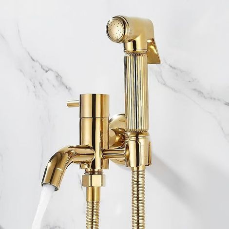 Cross-border titanium gold mop sink spray gun faucet balcony bathroom high-pressure cleaning water gun toilet companion set - gold set