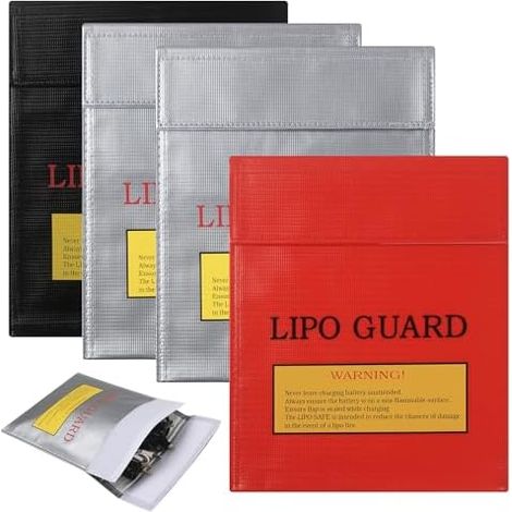4 Pièces Pochette Anti Feu, 23 x 18cm Sac Ignifuge, Porte Documents Ignifuge éTanche, Sac de Protection Incendie pour Batterie Lipo, Protéger Les Objets de Valeur, Documents, Bijoux, passeport, Argent (1/5)