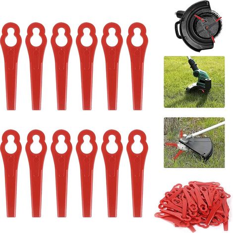 VURAHOME - Lot de 100 Tondeuse à Gazon en Plastique Lames, Lames de Rechange pour Coupe Bordure, Pelouse Tondeuse Accessoires, Lames Plastique Rechange, Gros Trou 12mm Petit Trou 7mm (1/5)