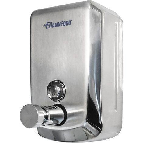 Dispenser sapone liquido in acciaio cromo verticale 1 Lt con erogazione push (1/2)