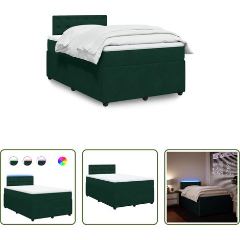 vidaXL Surmatelas - Sommier à lattes de lit et matelas Vert foncé 120x200cm Velours (1/5)