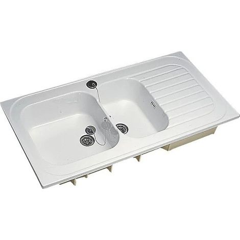 [JAMAIS UTILISE] Évier de Cuisine à Poser GEBERIT Romans 2 Cuve et 1 Égouttoir Blanc en Céramique - 00690000000